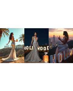 Fashion Model Posing at Hollywood Sgn