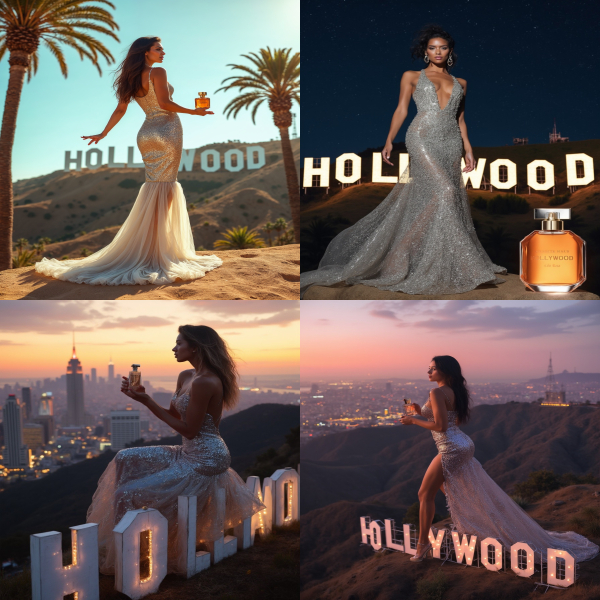 Fashion Model Posing at Hollywood Sgn