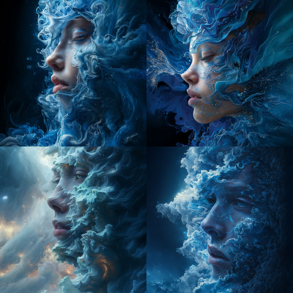 Face Illustration in the clouds