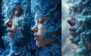 Face Illustration in the clouds